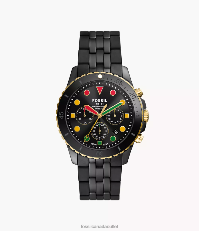 Fossil Watch Men Black History Month FB-01 Chronograph Ceramic Watch D2VPL1594