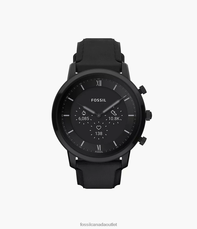 Fossil Watch Men Black Neutra Gen 6 Hybrid Smartwatch Leather D2VPL1335