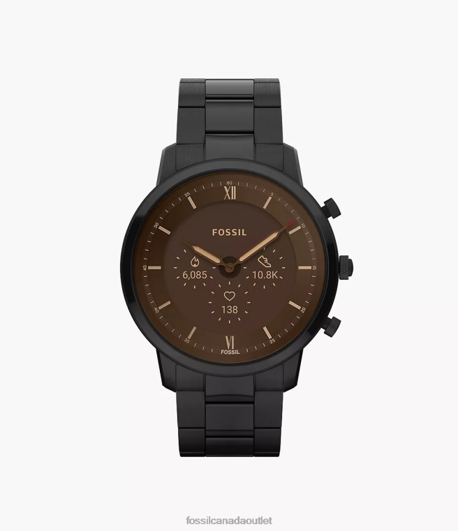 Fossil Watch Men Black Neutra Gen 6 Hybrid Smartwatch Stainless Steel D2VPL1336