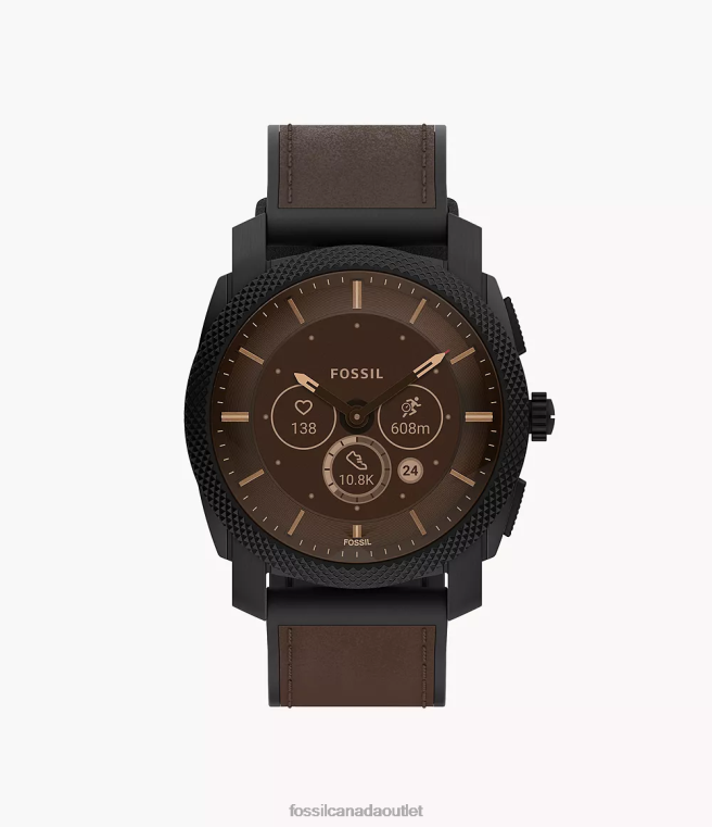 Fossil Watch Men Dark Brown Machine Gen 6 Hybrid Smartwatch Leather D2VPL1334
