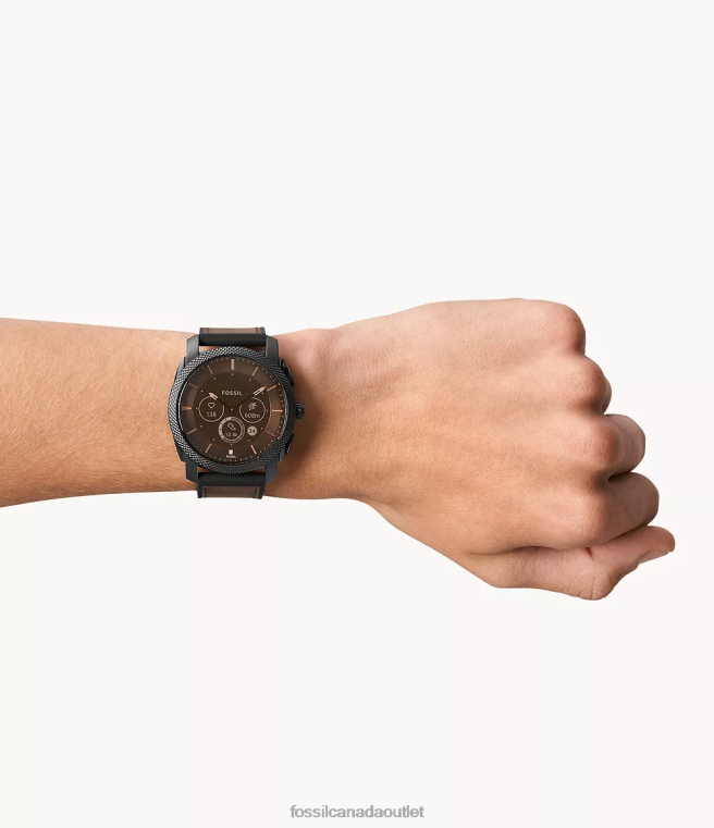Fossil Watch Men Dark Brown Machine Gen 6 Hybrid Smartwatch Leather D2VPL1334