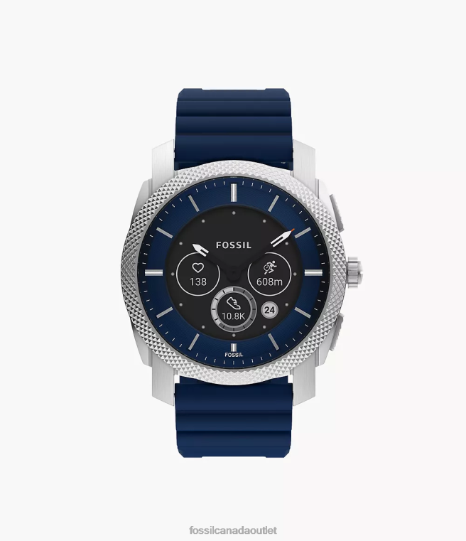 Fossil Watch Men Navy Machine Gen 6 Hybrid Smartwatch Silicone D2VPL1329