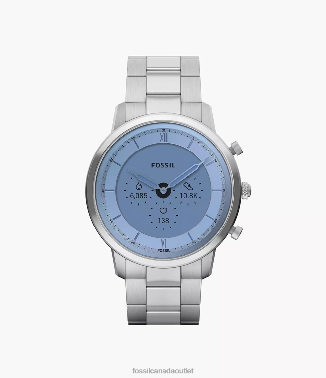 Fossil Watch Men Silver Neutra Gen 6 Hybrid Smartwatch Stainless Steel D2VPL1333