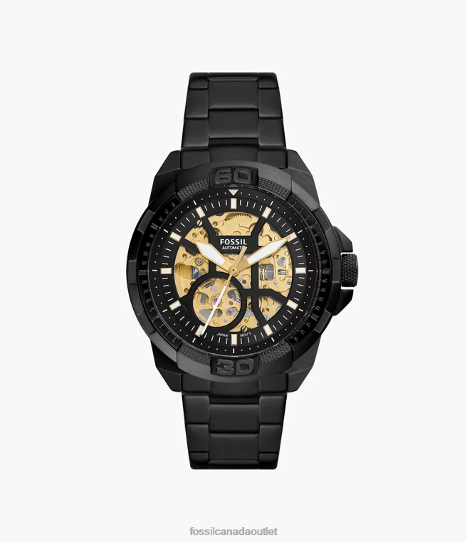 Fossil Watch Men Black Bronson Automatic Stainless Steel Watch D2VPL1374