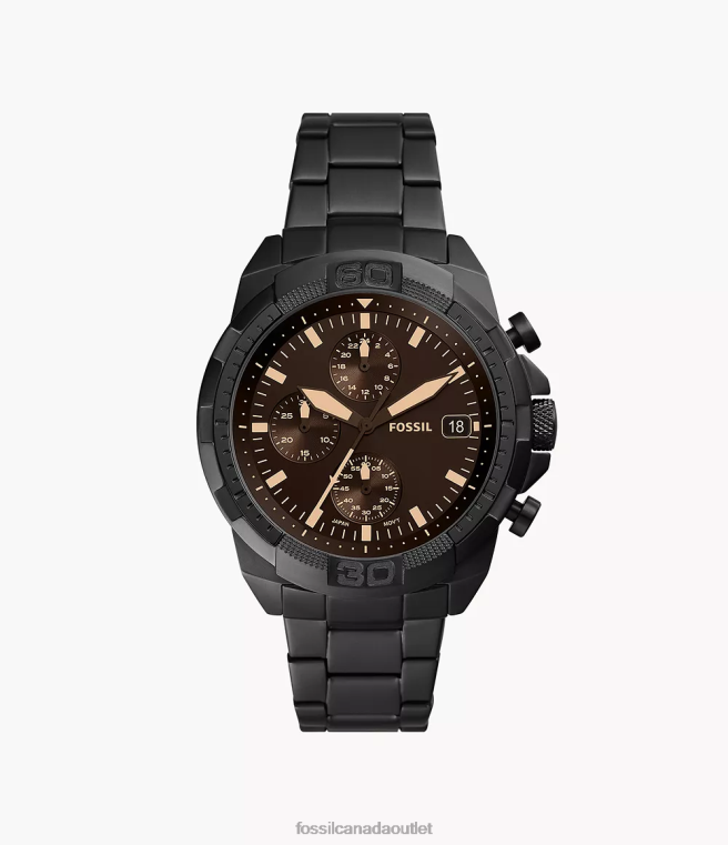 Fossil Watch Men Black Bronson Chronograph Stainless Steel Watch D2VPL1340