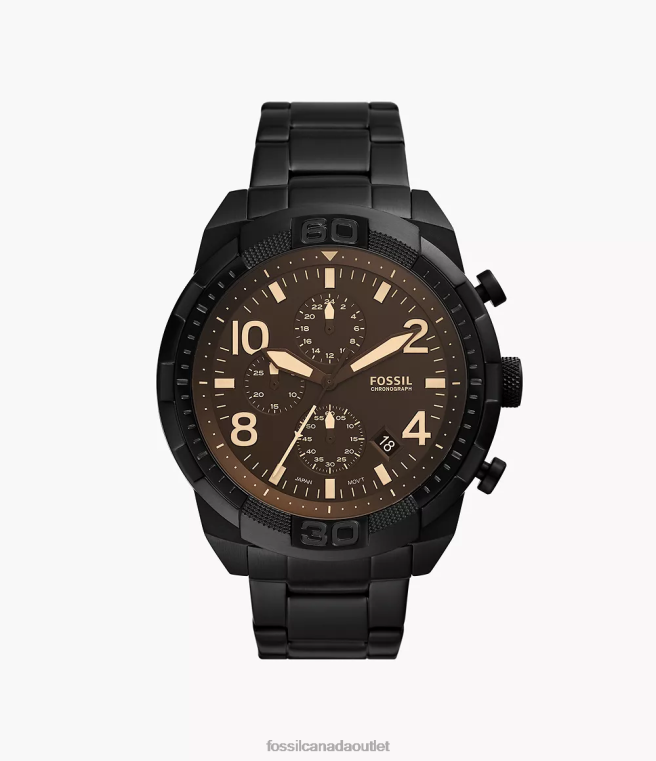 Fossil Watch Men Black Bronson Chronograph Stainless Steel Watch D2VPL1342