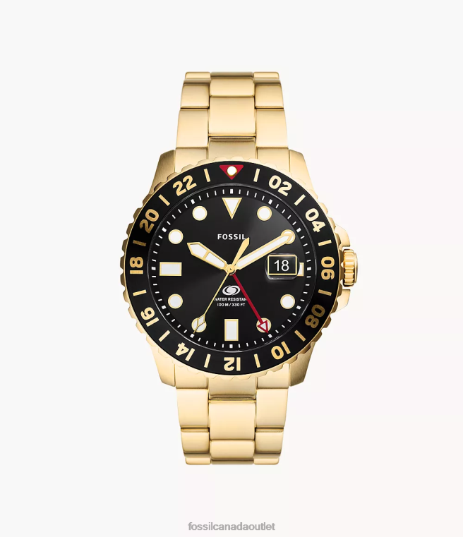 Fossil Watch Men Blue GMT Stainless Steel Watch D2VPL1356
