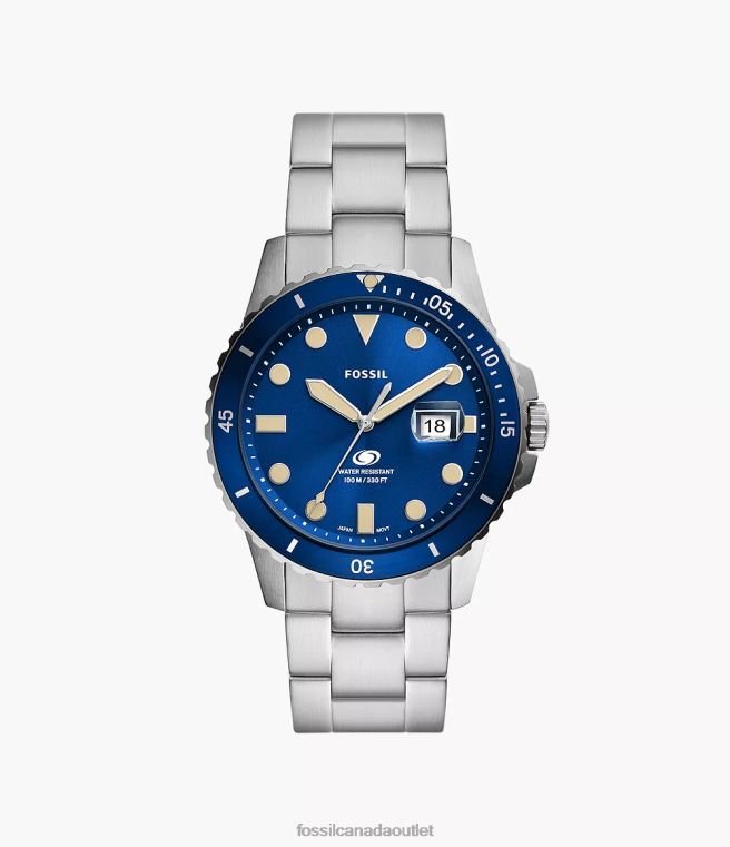 Fossil Watch Men Blue Three-Hand Date Stainless Steel Watch D2VPL1357