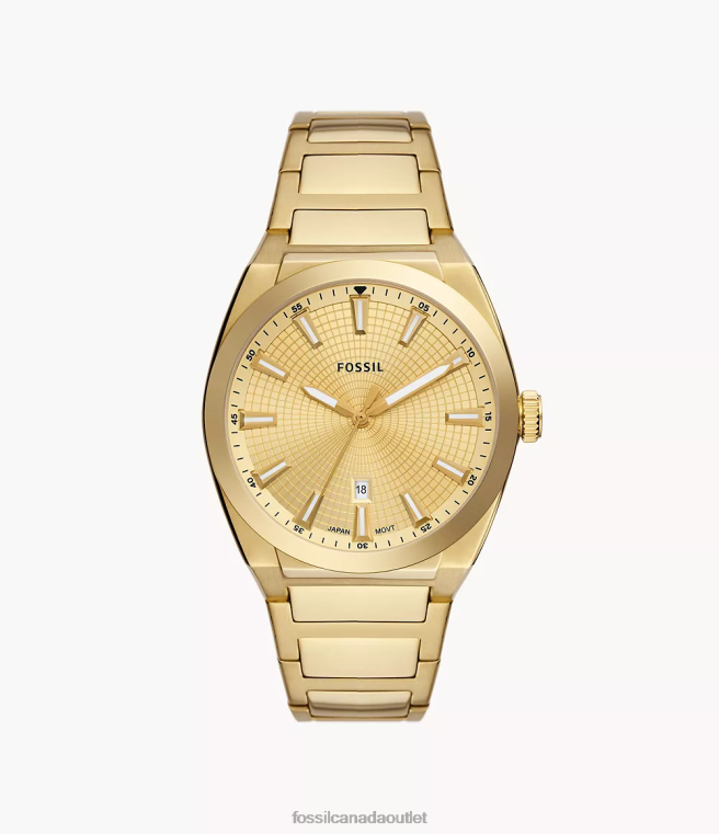Fossil Watch Men Gold-Tone Everett Three-Hand Date Stainless Steel Watch D2VPL1347
