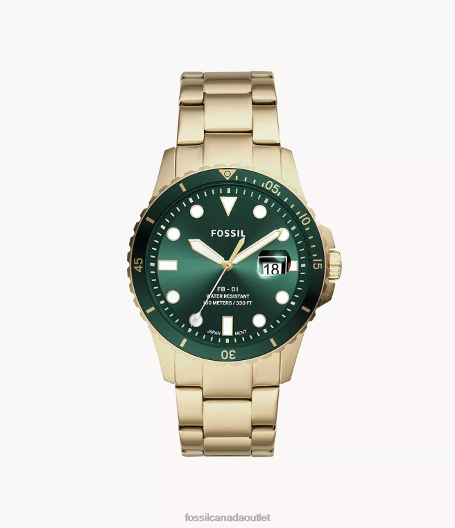 Fossil Watch Men Gold-Tone FB-01 Three-Hand Date Stainless Steel Watch D2VPL1345