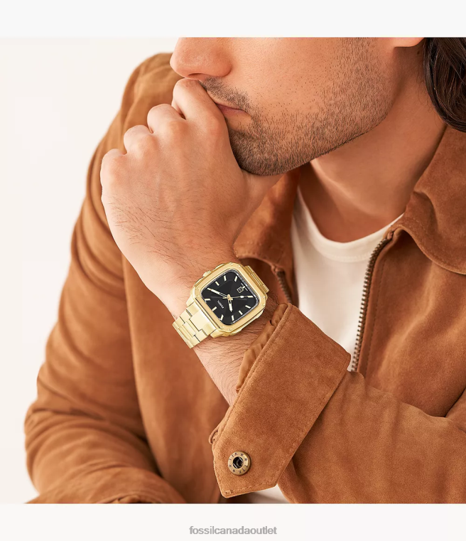Fossil Watch Men Gold-Tone Inscription Three-Hand Date Stainless Steel Watch D2VPL1351
