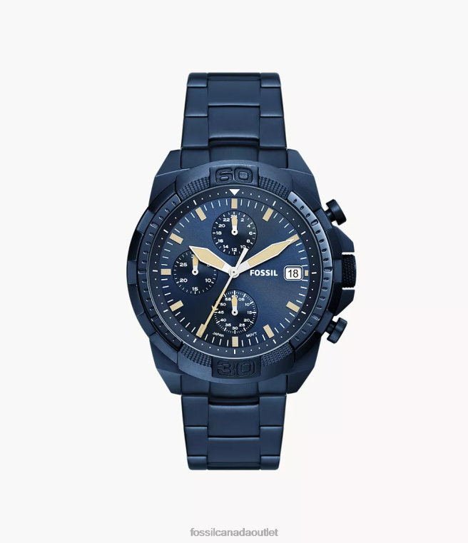 Fossil Watch Men Navy Bronson Chronograph Stainless Steel Watch D2VPL1556