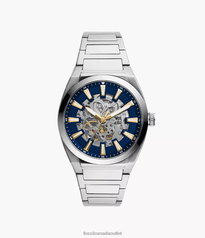 Fossil Watch Men Silver-Tone Everett Automatic Stainless Steel Watch D2VPL1361