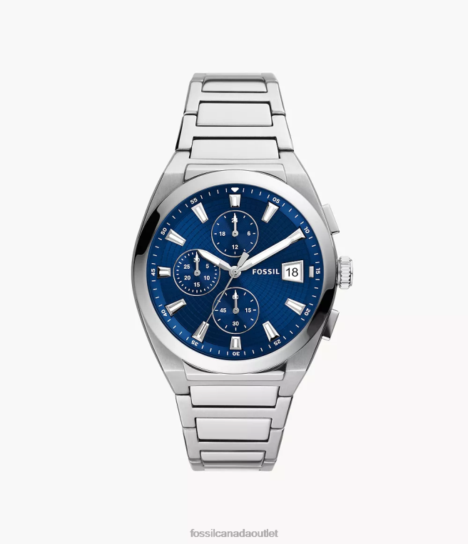 Fossil Watch Men Silver-Tone Everett Chronograph Stainless Steel Watch D2VPL1373