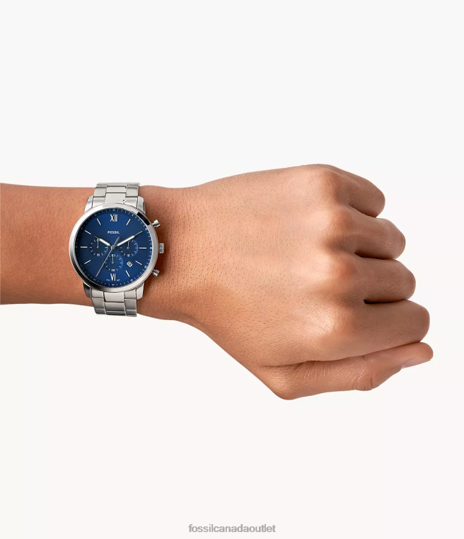 Fossil Watch Men Silver-Tone Neutra Chronograph Stainless Steel Watch D2VPL1343