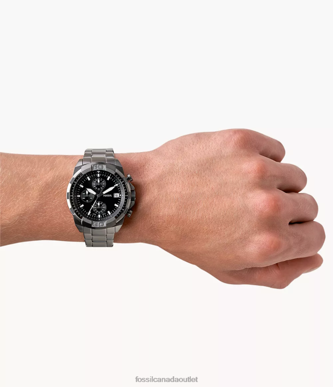 Fossil Watch Men Smoke Bronson Chronograph Stainless Steel Watch D2VPL1341