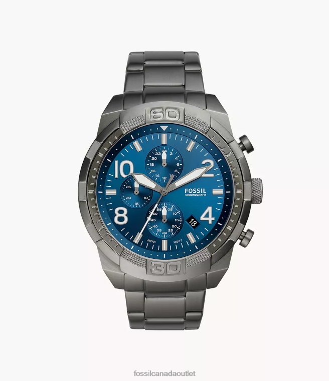 Fossil Watch Men Smoke Bronson Chronograph Stainless Steel Watch D2VPL1355