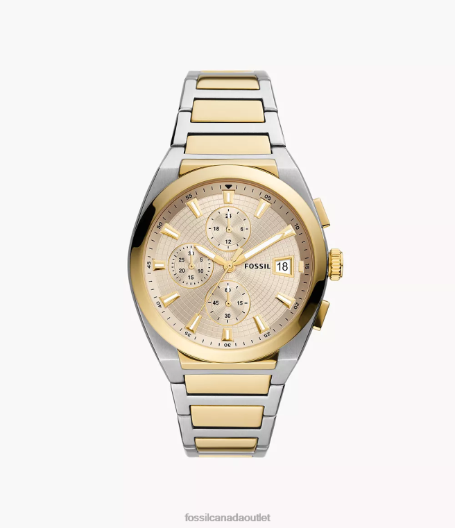 Fossil Watch Men Two-Tone Everett Chronograph Stainless Steel Watch D2VPL1368