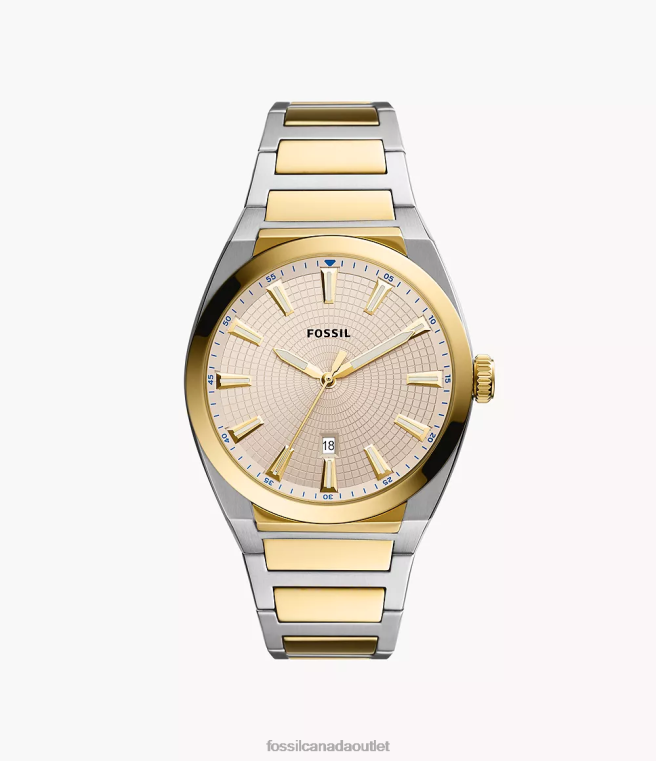 Fossil Watch Men Two-Tone Everett Three-Hand Date Stainless Steel Watch D2VPL1379