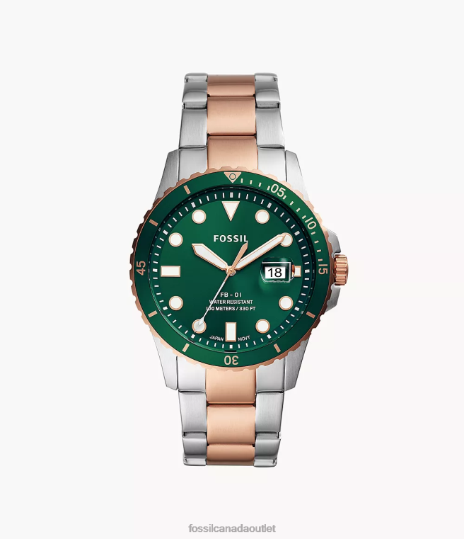 Fossil Watch Men Two-Tone FB-01 Three-Hand Date Stainless Steel Watch D2VPL1370