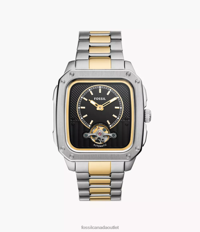 Fossil Watch Men Two-Tone Inscription Automatic Stainless Steel Watch D2VPL1383