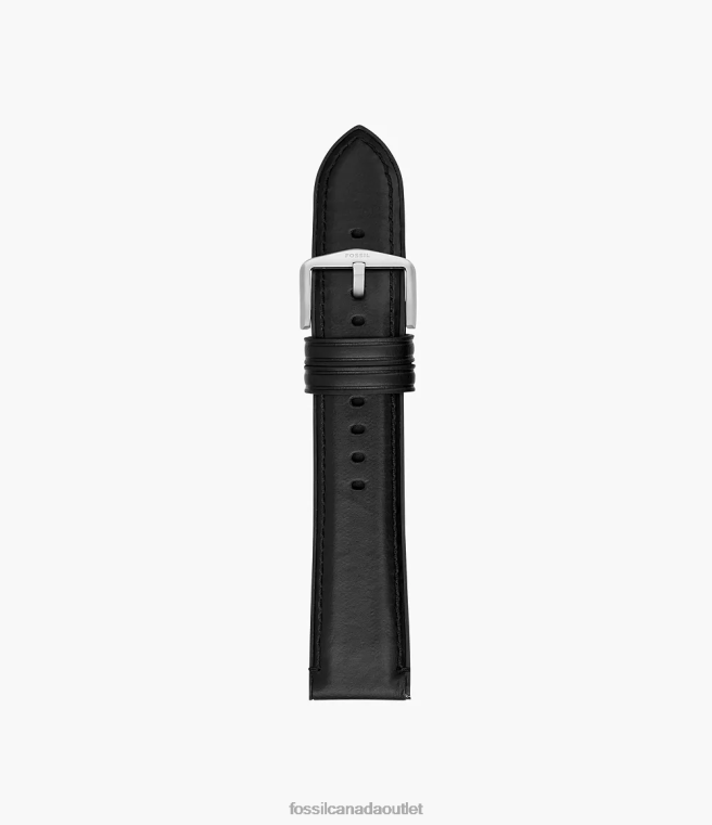 Fossil Accessory Men Black 22mm Leather and Rubber Watch Strap D2VPL1474