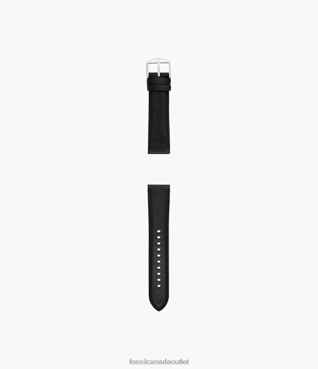 Fossil Accessory Men Black 22mm Leather and Rubber Watch Strap D2VPL1474