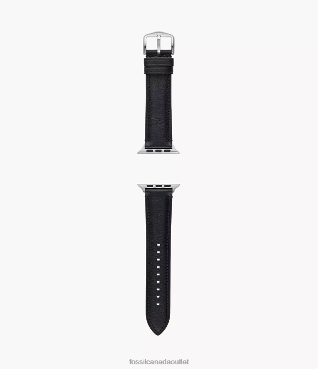 Fossil Accessory Men Black 42mm/44mm/45mm Leather Band for Apple Watch D2VPL1497