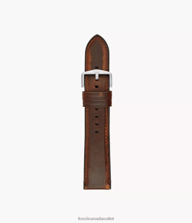 Fossil Accessory Men Dark Brown 22mm Leather and Rubber Watch Strap D2VPL1473