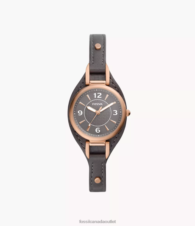 Fossil Watch Women Black Carlie Three-Hand LiteHide Leather Watch D2VPL218