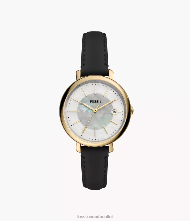 Fossil Watch Women Black Jacqueline Solar-Powered LiteHide Leather Watch D2VPL240