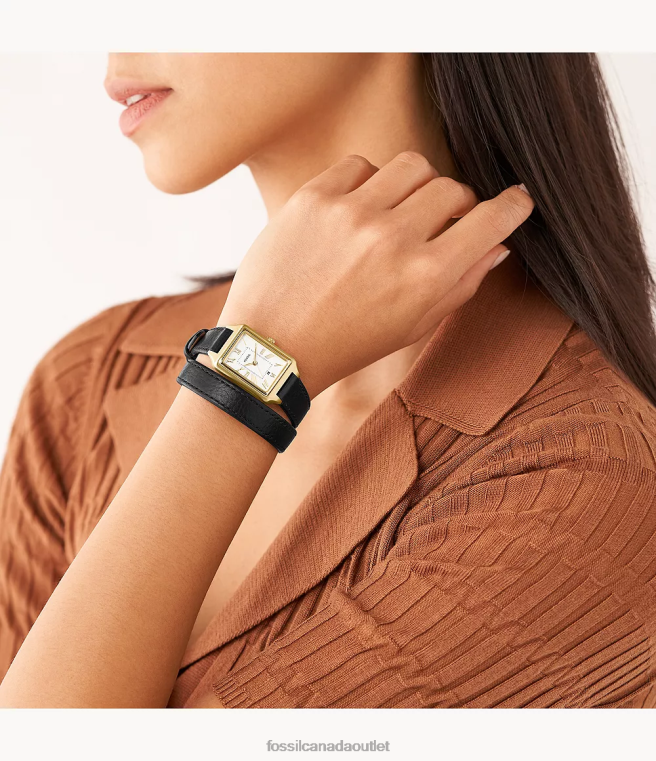 Fossil Watch Women Black Raquel Three-Hand Date LiteHide Leather Watch D2VPL107