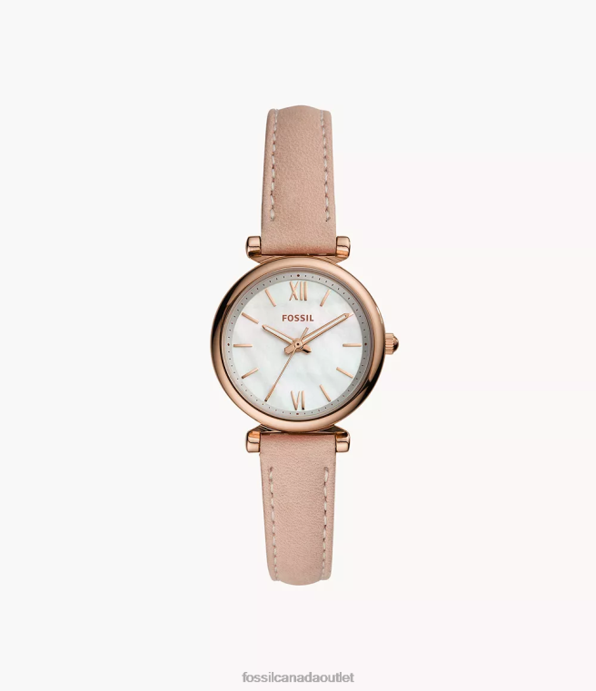 Fossil Watch Women Blush Carlie Mini Three-Hand Leather Watch D2VPL95