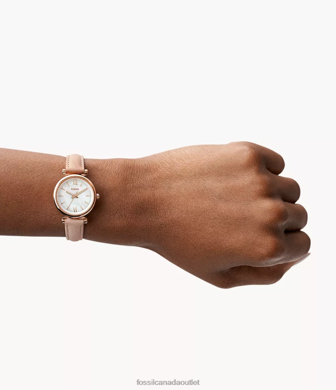 Fossil Watch Women Blush Carlie Mini Three-Hand Leather Watch D2VPL95