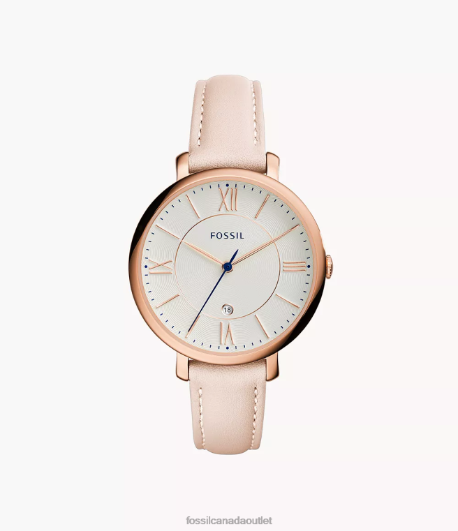 Fossil Watch Women Blush Jacqueline Three-Hand Date Leather Watch D2VPL96