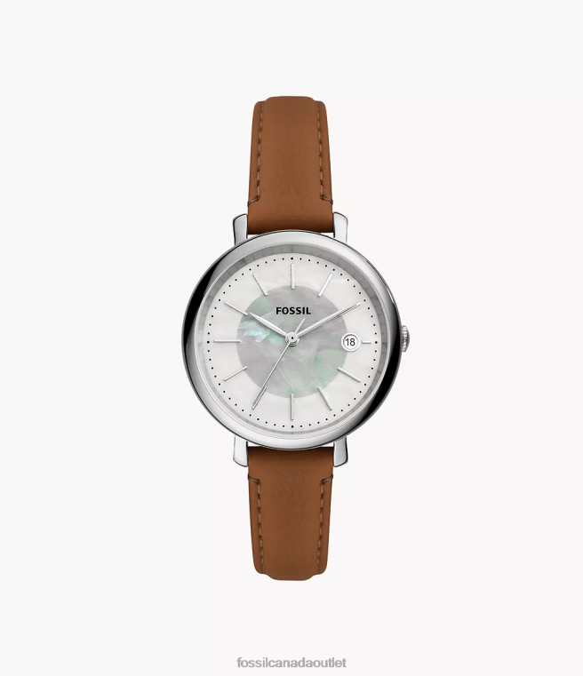 Fossil Watch Women Brown Jacqueline Solar-Powered LiteHide Leather Watch D2VPL214