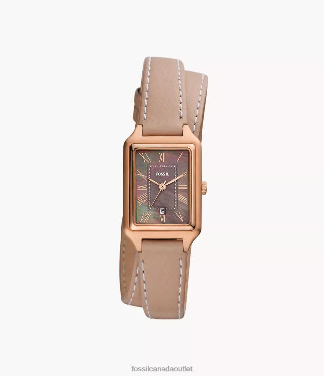 Fossil Watch Women Latte Raquel Three-Hand Date LiteHide Leather Watch D2VPL105