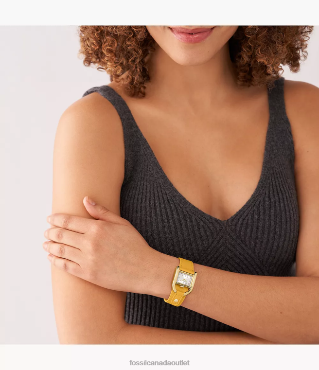 Fossil Watch Women Yellow Harwell Three-Hand LiteHide Leather Watch D2VPL103