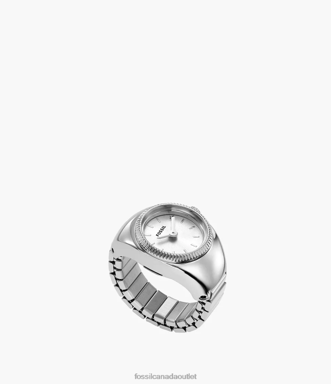 Fossil Watch Ring Women Silver-Tone Watch Ring Two-Hand Stainless Steel D2VPL21