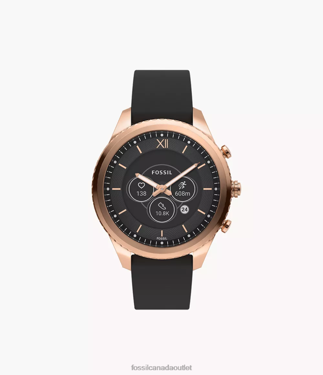 Fossil Watch Women Black Stella Gen 6 Hybrid Smartwatch Leather D2VPL18