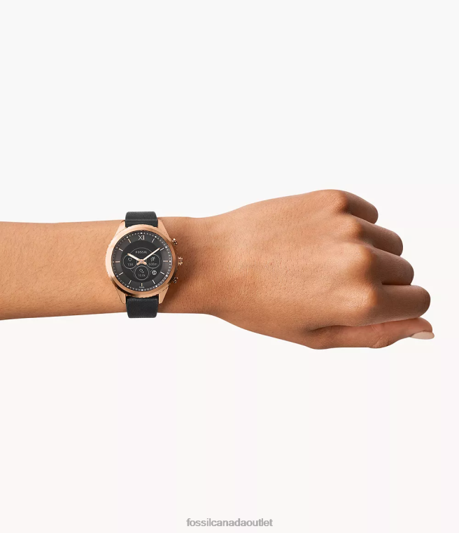 Fossil Watch Women Black Stella Gen 6 Hybrid Smartwatch Leather D2VPL18