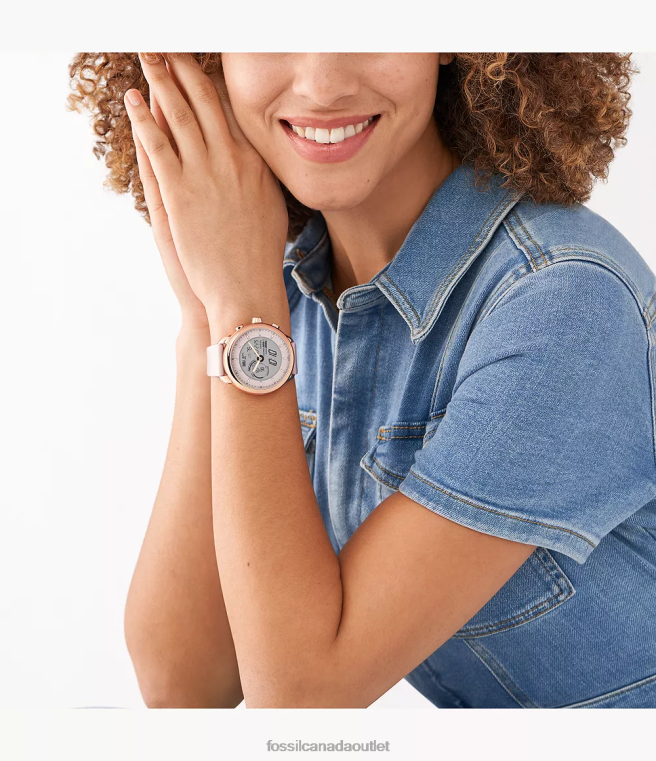Fossil Watch Women Blush Gen 6 Wellness Edition Hybrid Smartwatch Silicone D2VPL11