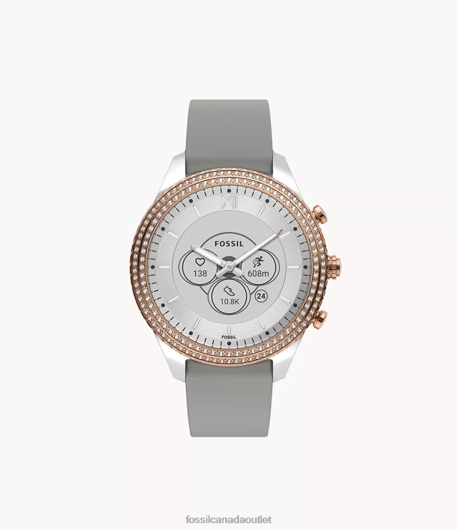 Fossil Watch Women Gray Stella Gen 6 Hybrid Smartwatch Silicone D2VPL256