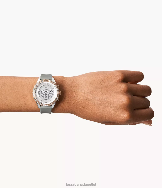 Fossil Watch Women Gray Stella Gen 6 Hybrid Smartwatch Silicone D2VPL256