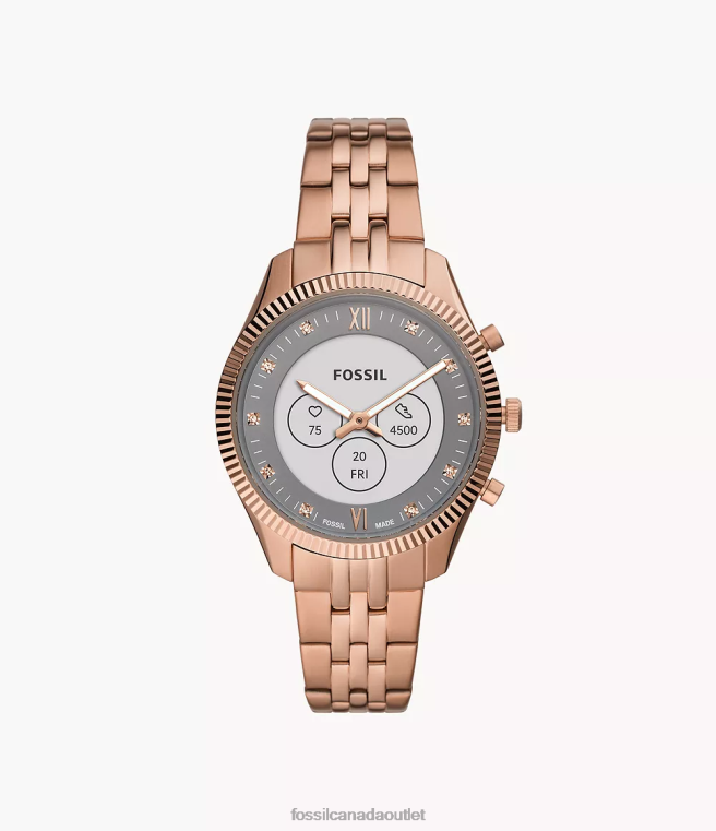 Fossil Watch Women Rose Gold-Tone Hybrid Smartwatch HR Scarlette Stainless Steel D2VPL274