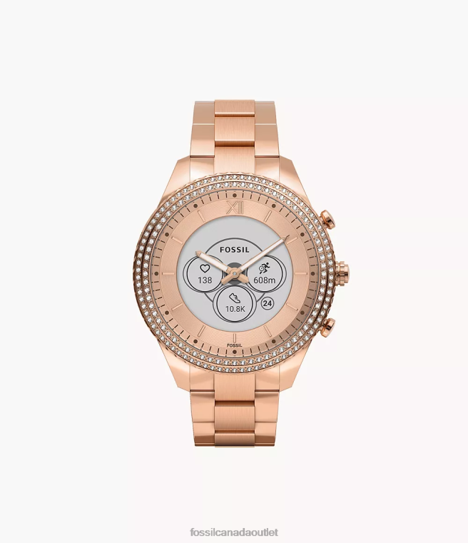 Fossil Watch Women Rose Gold-Tone Stella Gen 6 Hybrid Smartwatch Stainless Steel D2VPL17