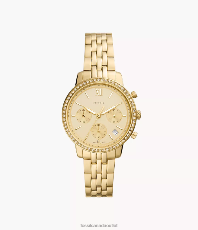 Fossil Watch Women Gold-Tone Neutra Chronograph Stainless Steel Watch D2VPL53
