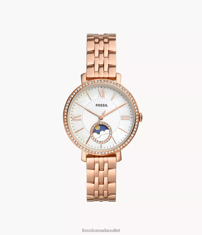 Fossil Watch Women Rose Gold Jacqueline Sun Moon Multifunction -Tone Stainless Steel Watch D2VPL50