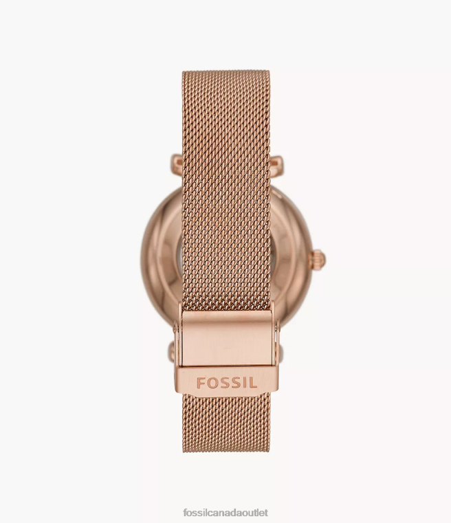 Fossil Watch Women Rose Gold-Tone Carlie Automatic Stainless Steel Mesh Watch D2VPL112