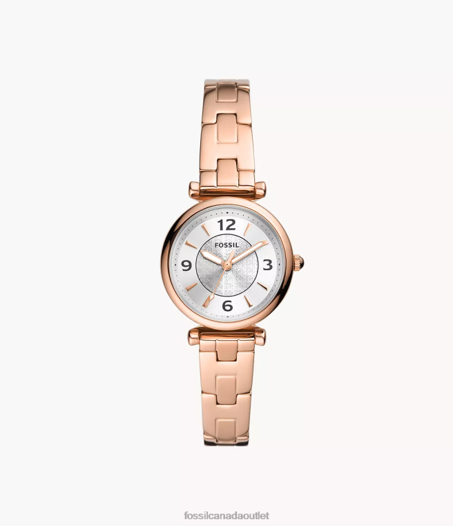 Fossil Watch Women Rose Gold-Tone Carlie Three-Hand Stainless Steel Watch D2VPL80